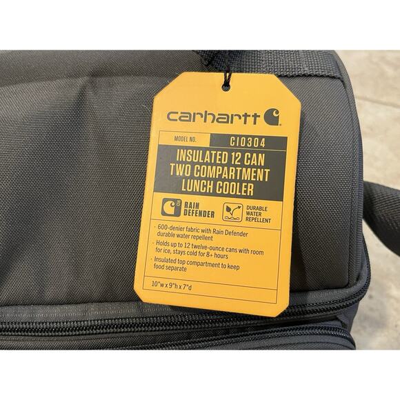 Carhartt Insulated 12 Can Two Compartment Lunch Cooler Bag Soft Shell NEW W/TAGS - Picture 3 of 4